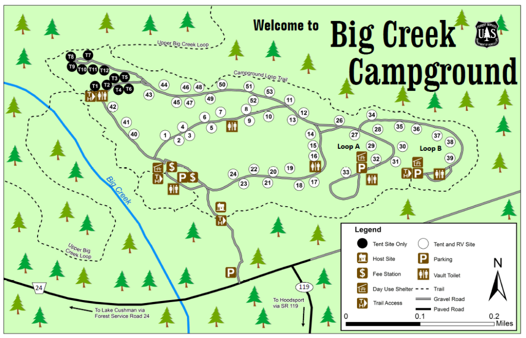 Campground Lake Cushman Camping Map
