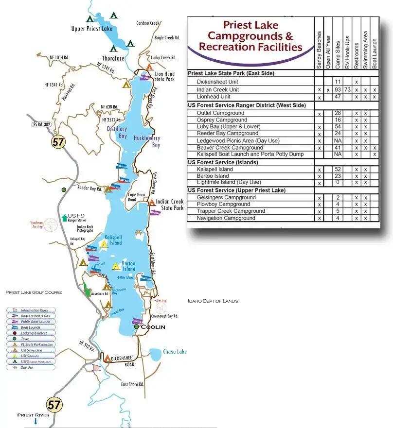 Priest Lake Camping Map