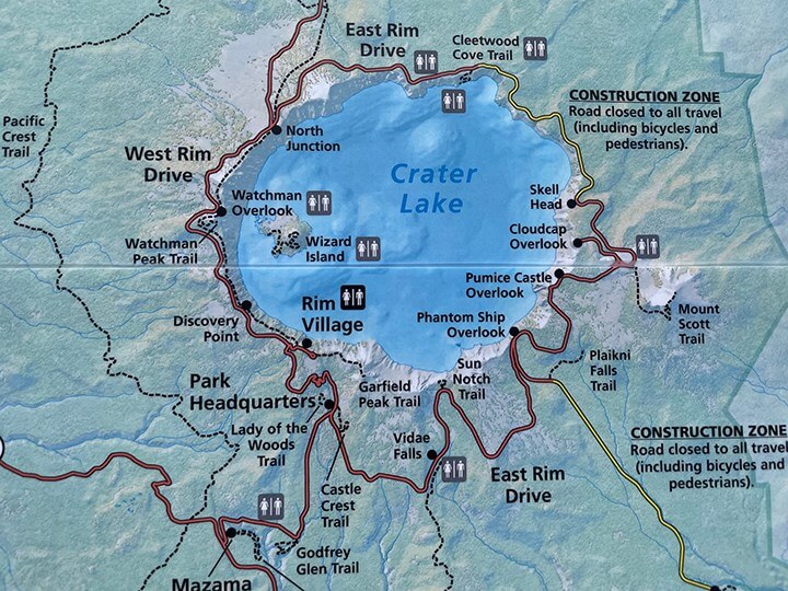 Crater Lake Camping Map