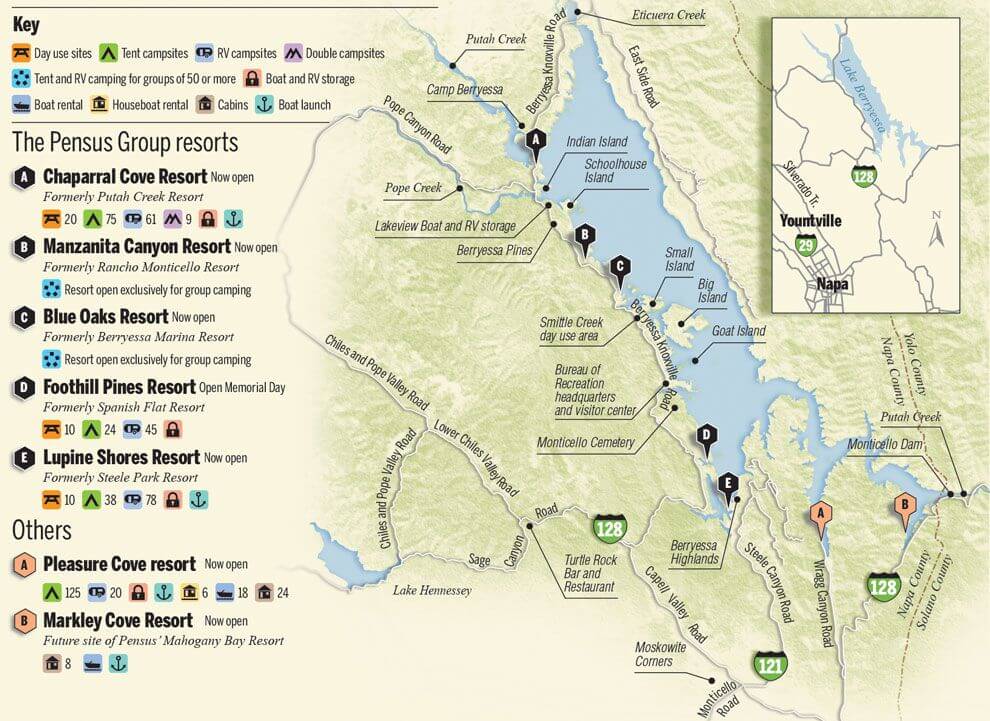 Lake Berryessa Camping Map
